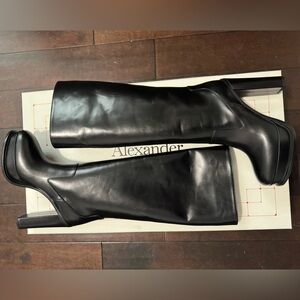 Alexander McQueen Black Over-the-Knee Platform Boots